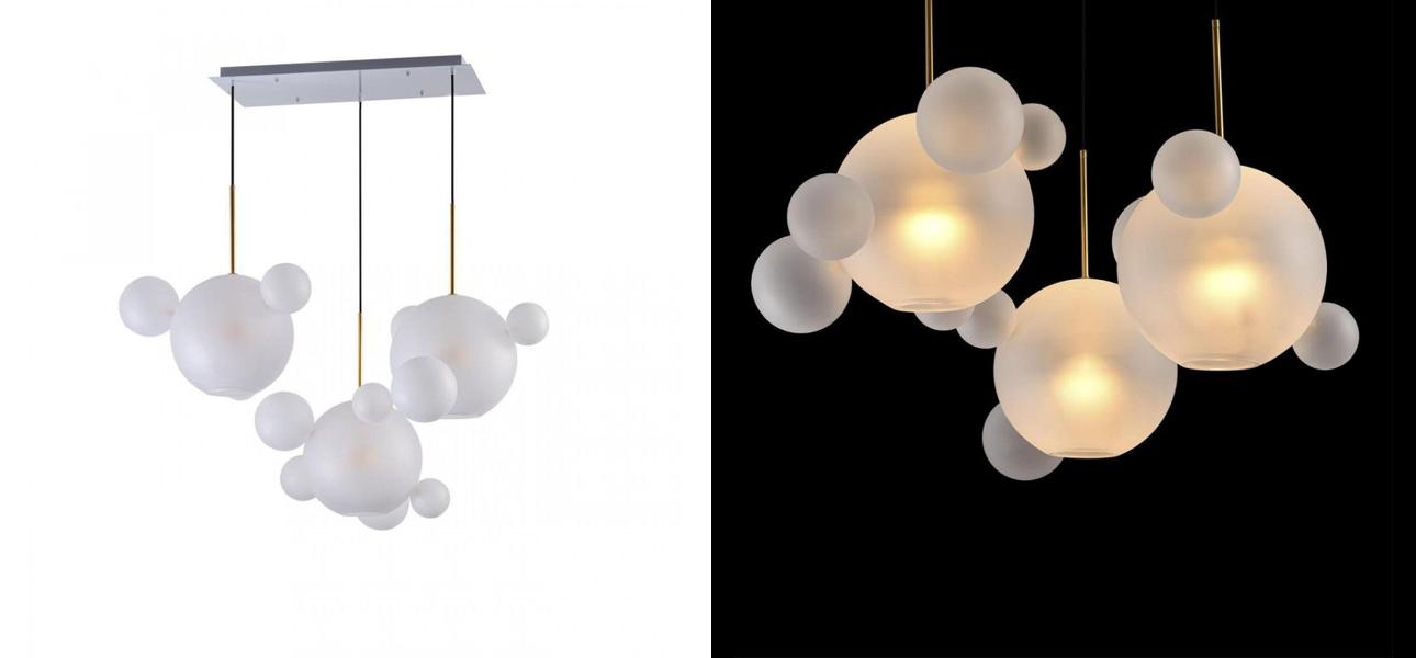 Светодиодный светильник Giopato & Coombes Bubble Chandelier Linear матовое белое стекло 3 плафона - фото