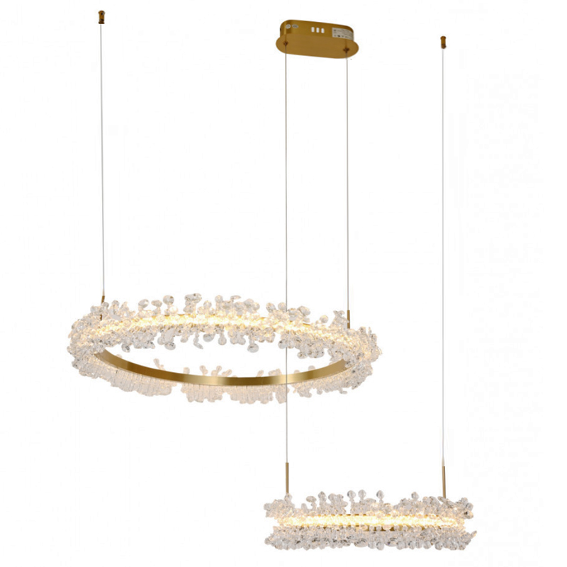 Люстра Crystal round chandelier 2 кольца Латунь Прозрачный Латунь в Казани | Loft Concept 