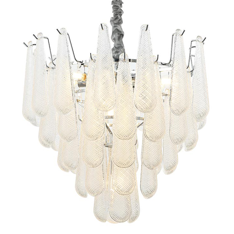 Люстра Textured Glass Drops Chandelier 13 Хром Белый в Казани | Loft Concept 