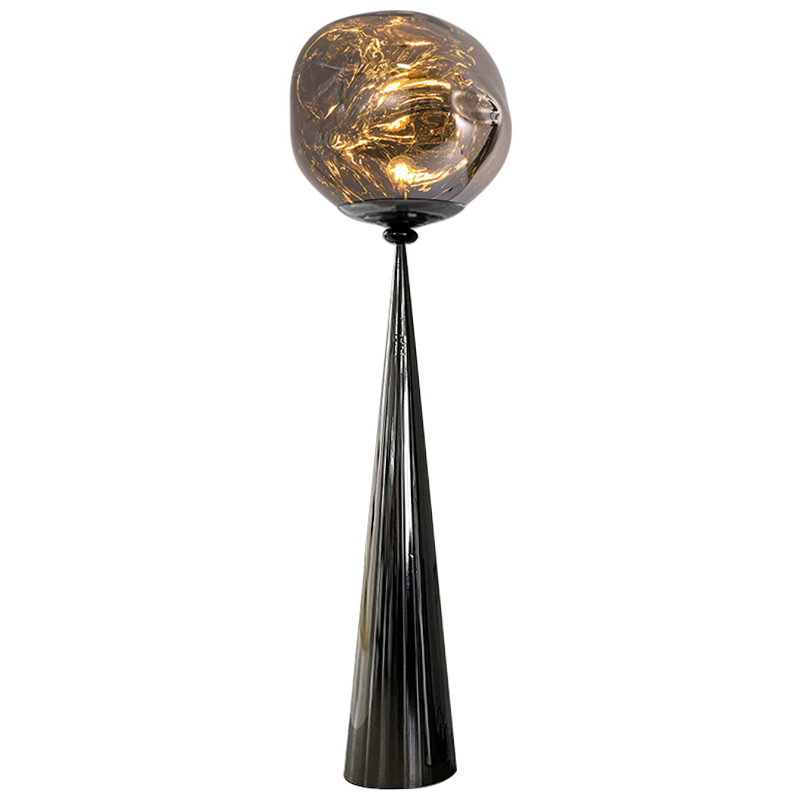 Торшер Kaine Glass Metal Floor Lamp Прозрачное Стекло Черный Серебряный Стекло Смок в Казани | Loft Concept 