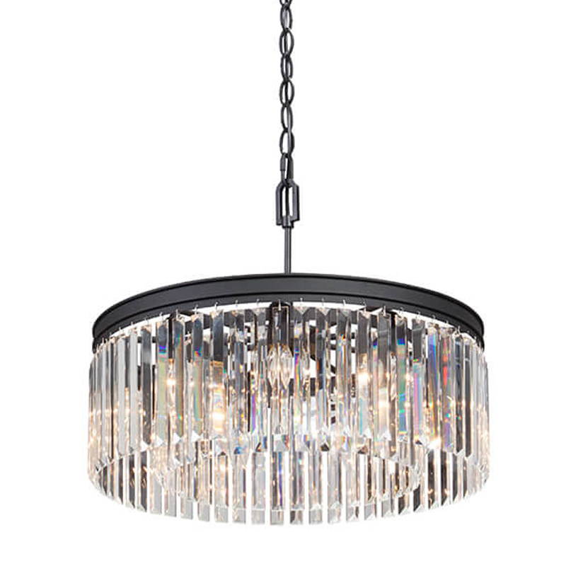 Люстра RH Rhys Clear Glass Prism Round Chandelier 60 Черный матовый Прозрачное Стекло в Казани | Loft Concept 