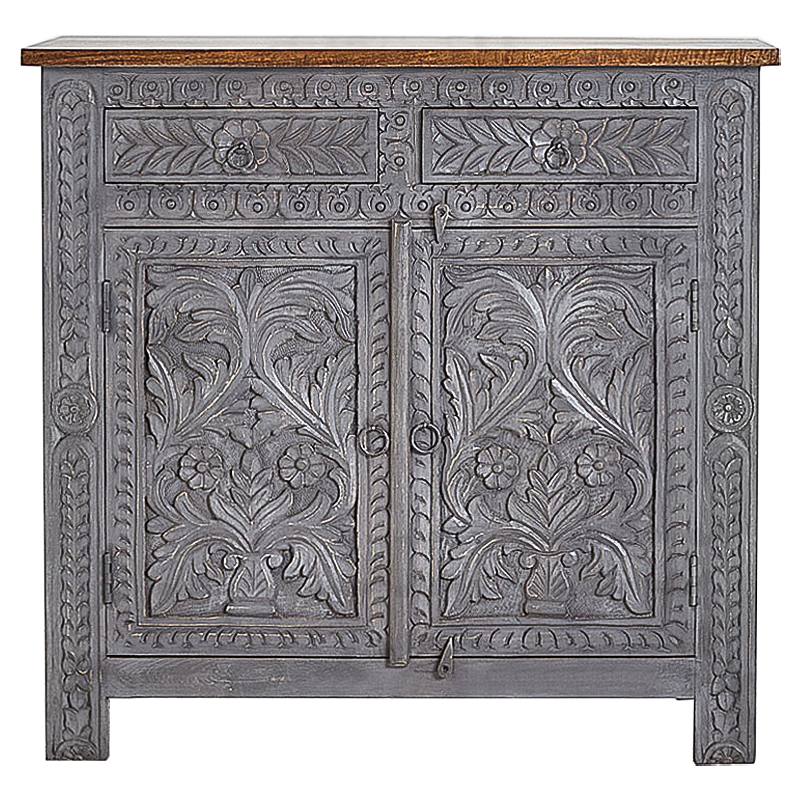 Комод Indian Antique White Furniture Chest of Drawers Ganika серый Серый Коричневый в Казани | Loft Concept 