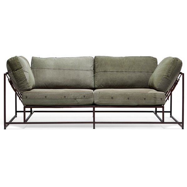 Двухместный диван Olive Military Two Seat Sofa Оливковый в Казани | Loft Concept 