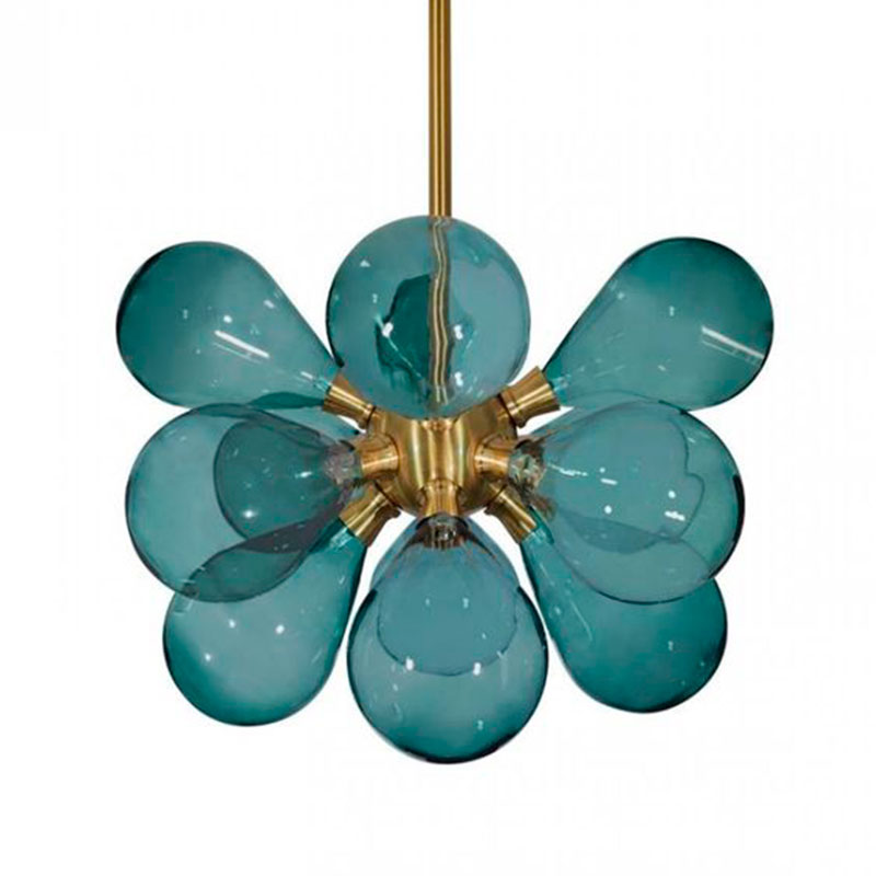 Люстра Simonet Chandelier Blue 50 см Голубой Золотой в Казани | Loft Concept 