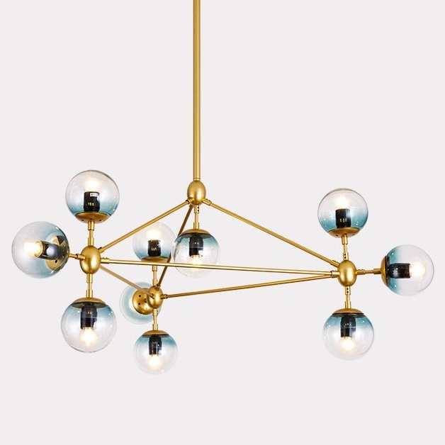 Люстра Modo Chandelier Globes Blue Ambre Gold Золотой в Казани | Loft Concept 