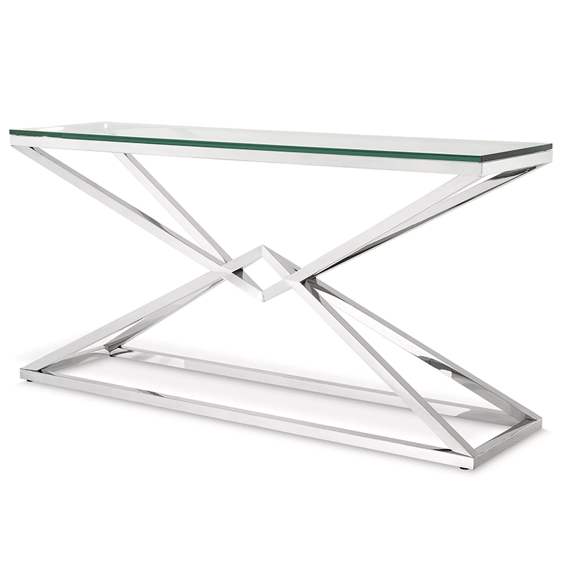 Консоль Eichholtz Console Table Connor L Chrome Хром Прозрачное Стекло в Казани | Loft Concept 