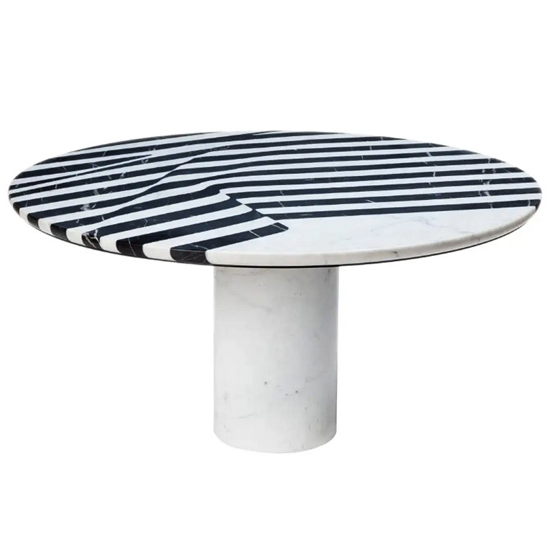 Обеденный стол Safwan Black and White Stripes Dining Table Черно-белый Белый Мрамор Bianco Черный Мрамор Nero в Казани | Loft Concept 