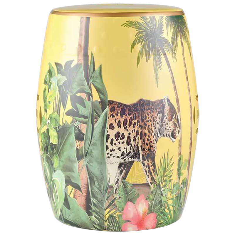 Керамический табурет Leopard Tropical Animal Ceramic Stool Yellow Желтый Коричневый Зеленый в Казани | Loft Concept 