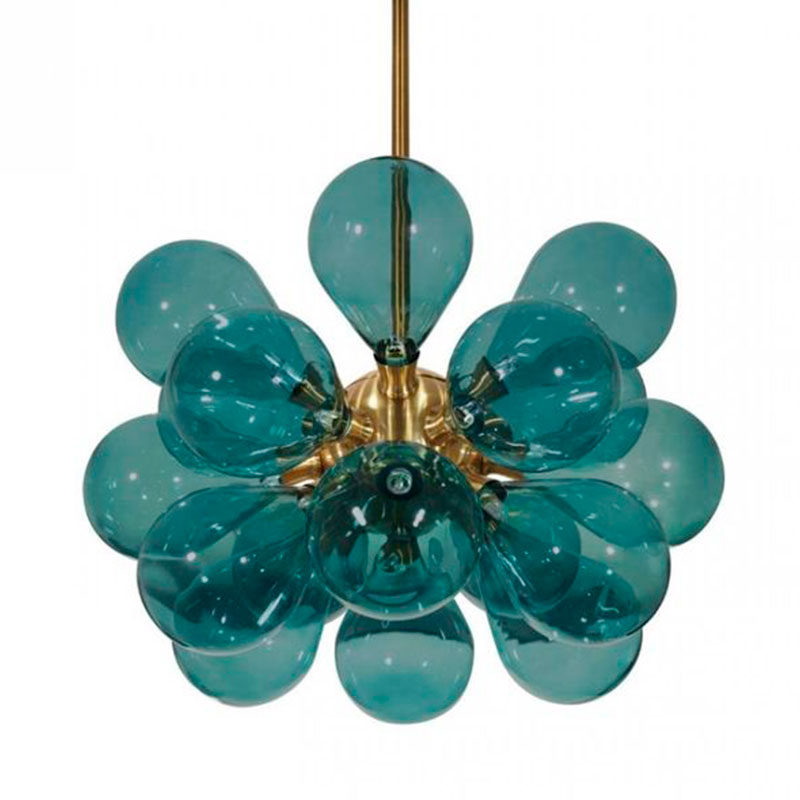 Люстра Simonet Chandelier Blue 55 см Голубой Золотой в Казани | Loft Concept 