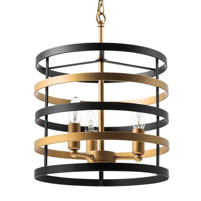 Люстра Gold Stripes Chandelier 3 Черный Золотой в Казани | Loft Concept 