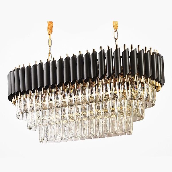 Люстра Empire Black Rectangular Chandelier Crystal Черный Золотой Прозрачный в Казани | Loft Concept 