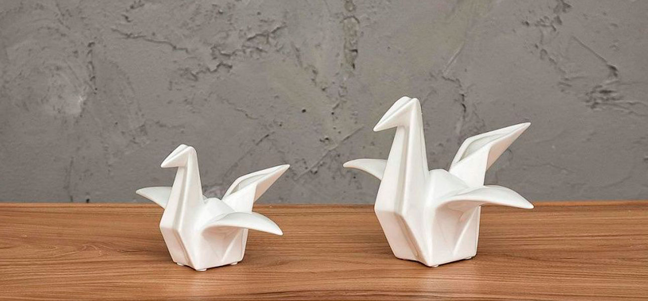 Фигурка в виде оригами керамическая белая птица White Bird - фото