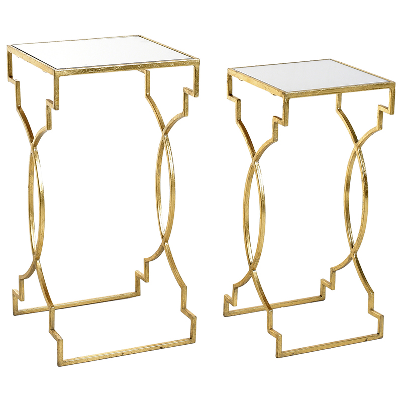 Комплект приставных столов Cowan Side Tables Золотой Прозрачный в Казани | Loft Concept 