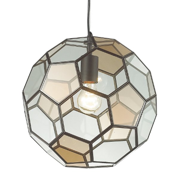 Подвесной светильник Glass & Metal Cage Pendant Globe Multi Прозрачное Стекло Янтарь (Amber) Черный в Казани | Loft Concept 