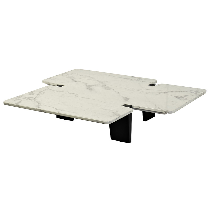 Кофейный стол Lewys Marble Coffee Table Белый Мрамор Bianco Коричневый в Казани | Loft Concept 