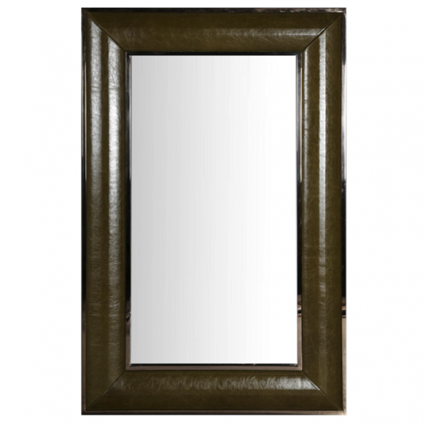 Зеркало настенное Leather Lux Mirror Square Oliva Оливковый в Казани | Loft Concept 