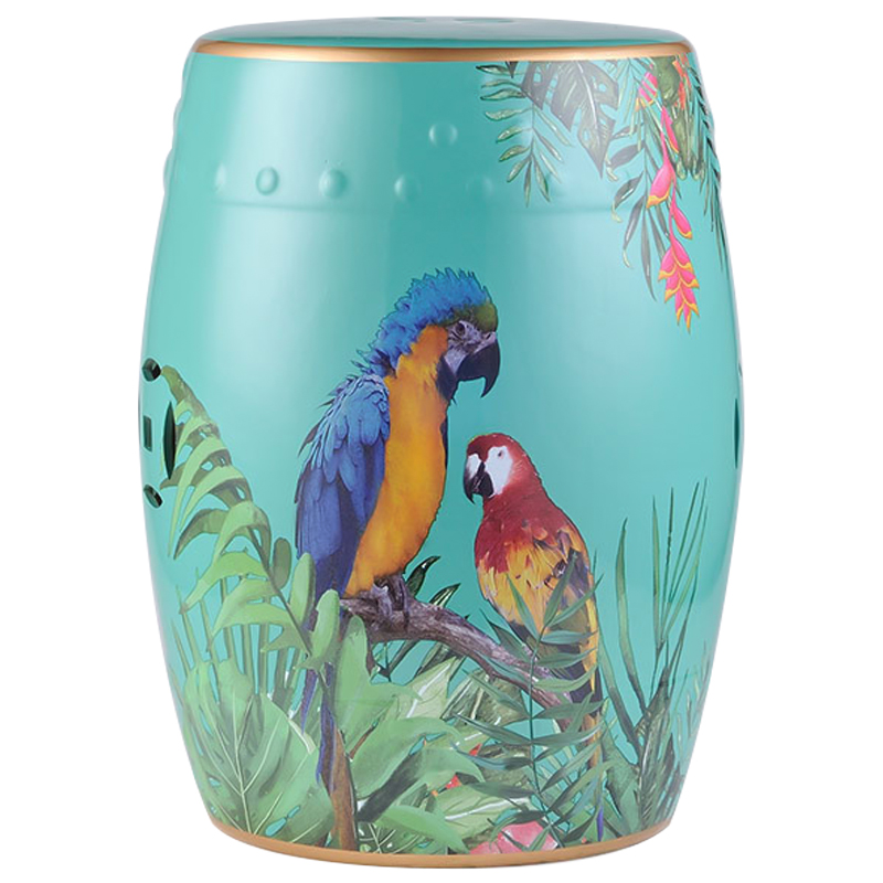 Керамический табурет Parrots Tropical Animal Ceramic Stool Turquoise Бирюзовый Мульти в Казани | Loft Concept 