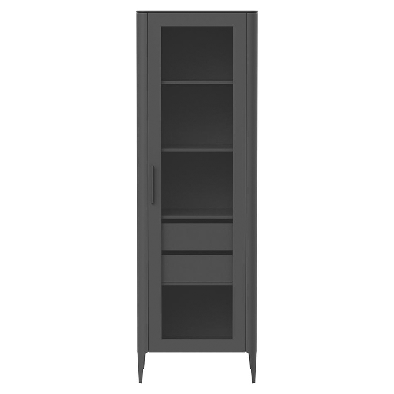 Витрина темно-серая со стеклянной дверью с 4-мя полками и 2-мя ящиками Type  Серый в Казани | Loft Concept 