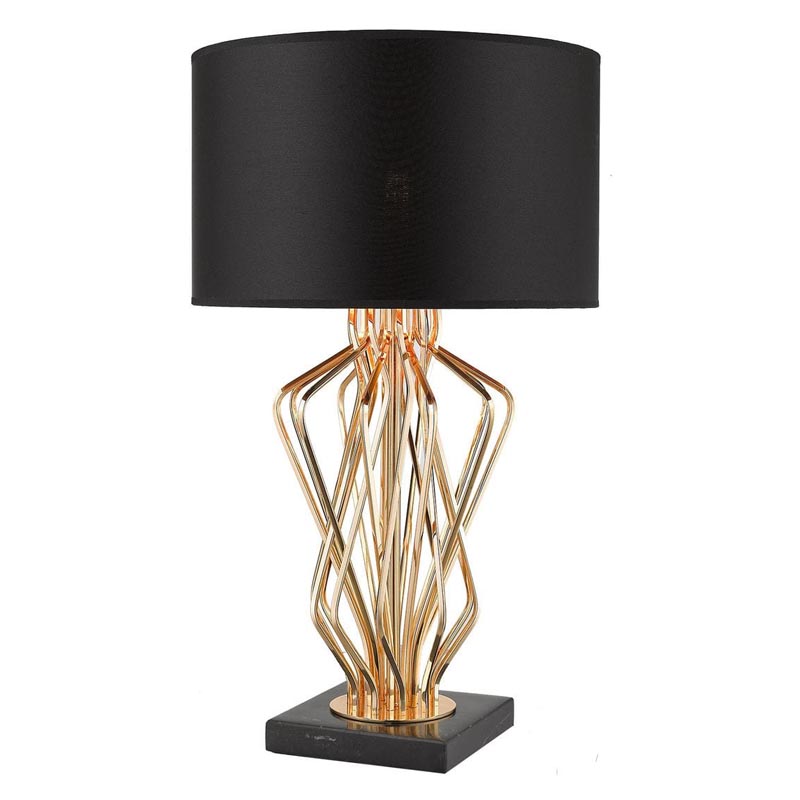 Настольная лампа Lester Table Lamp Черный Мрамор Nero Глянцевое золото в Казани | Loft Concept 