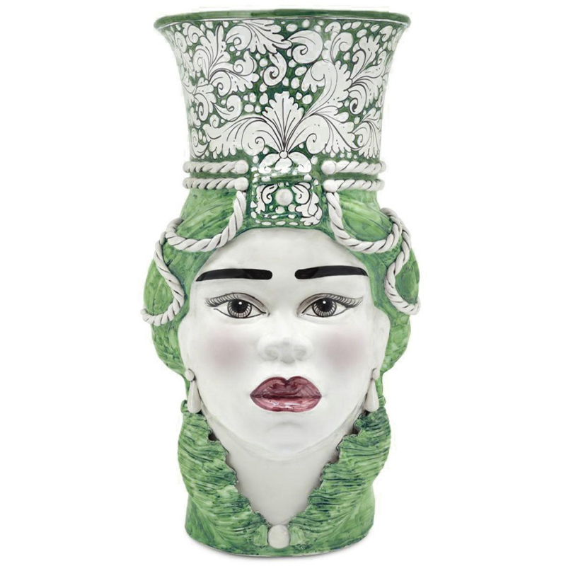 Ваза Vase Moro Lady Giant Ornate Green Зеленый Белый в Казани | Loft Concept 