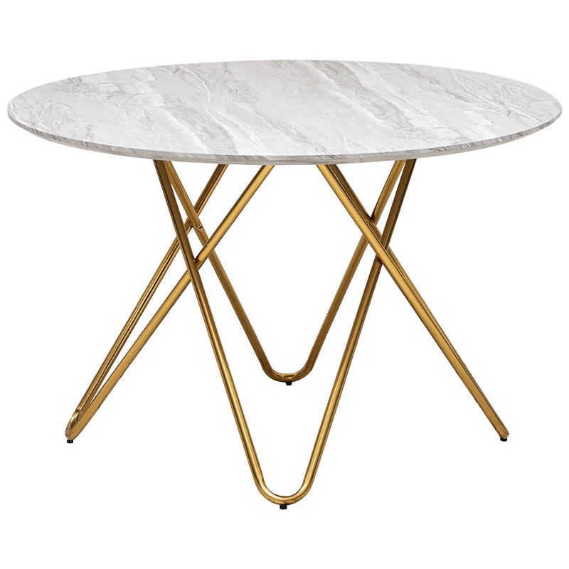 Обеденный круглый стол Alanis Round Dinner Table Золотой Белый Серый в Казани | Loft Concept 