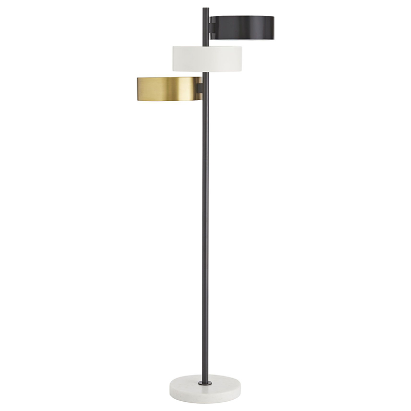 Торшер Arteriors HUTTON FLOOR LAMP Латунь Черный Белый в Казани | Loft Concept 