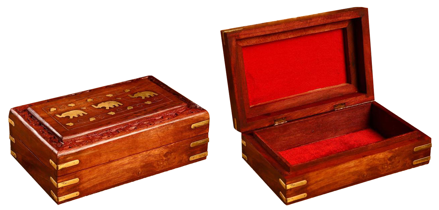 Шкатулка Three Elephants Indian Inlay Box - фото