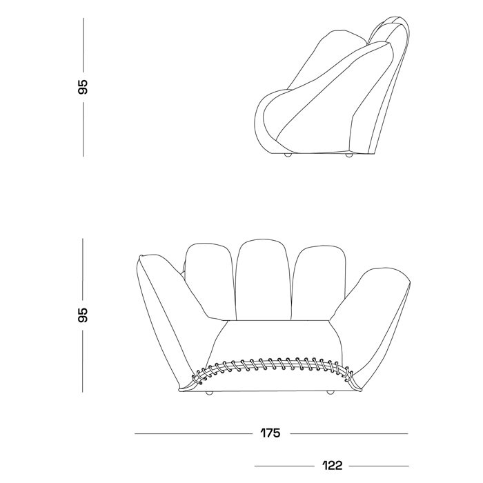 Дизайнерское кожаное кресло в форме руки Poltronova Joe Whip Armchair в Казани