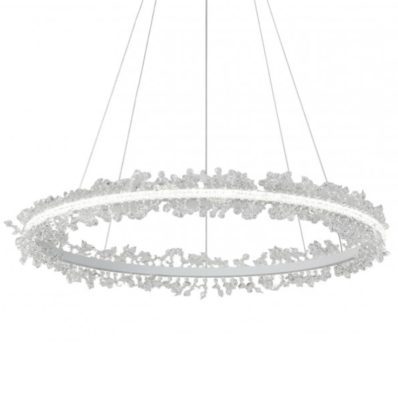 Crystal round chandelier Светильник Белое Кольцо из Хрусталя  Прозрачный Латунь в Казани | Loft Concept 