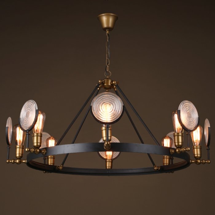 Люстра GASLIGHT LENS Chandelier 8 Черный в Казани | Loft Concept 