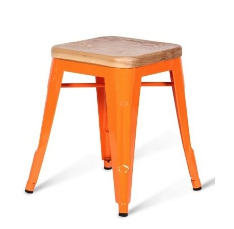 Кухонный стул Tolix Wood Seat Stool Черный Салатовый Нержавеющая сталь Красный Зеленый Желтый Голубой Белый Коричневый Оранжевый Древесина в Казани | Loft Concept 