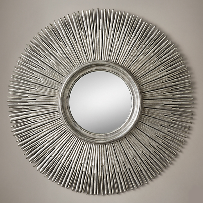 Restoration Hardware ROUND SUNBURST MIRROR Silver Серебро винтаж в Казани | Loft Concept 