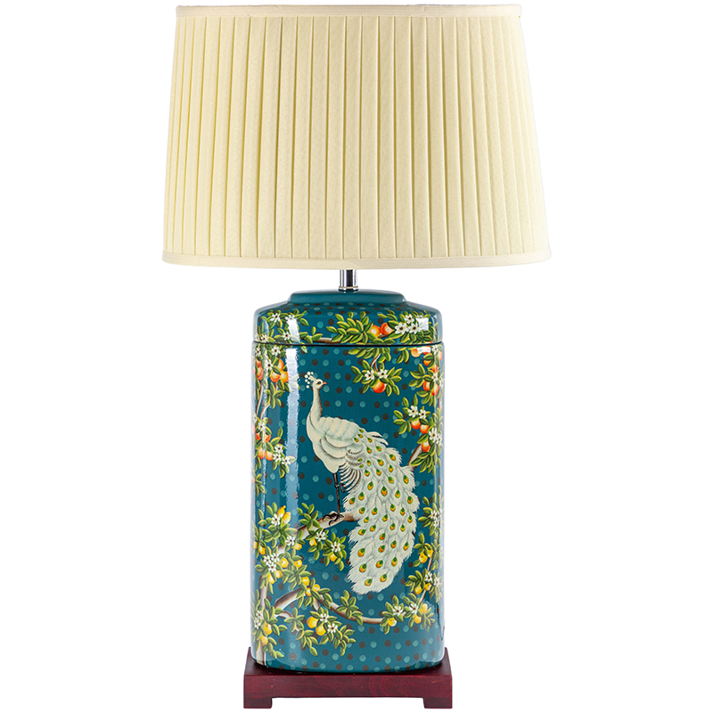 Настольная лампа White Peacock Lampshade Изумрудный Бежевый Мульти в Казани | Loft Concept 