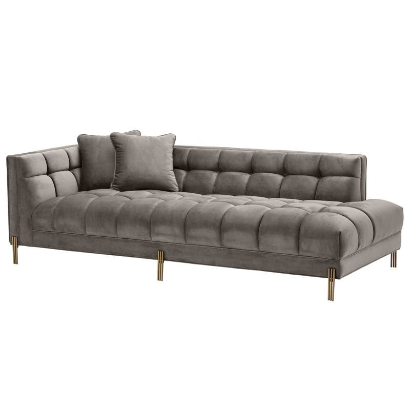 Кушетка Eichholtz Lounge Sofa Sienna Left Серый Матовая латунь в Казани | Loft Concept 