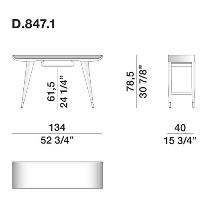 Дизайнерский рабочий стол из массива дерева Gio Ponti D.847.1 Writing Desk в Казани