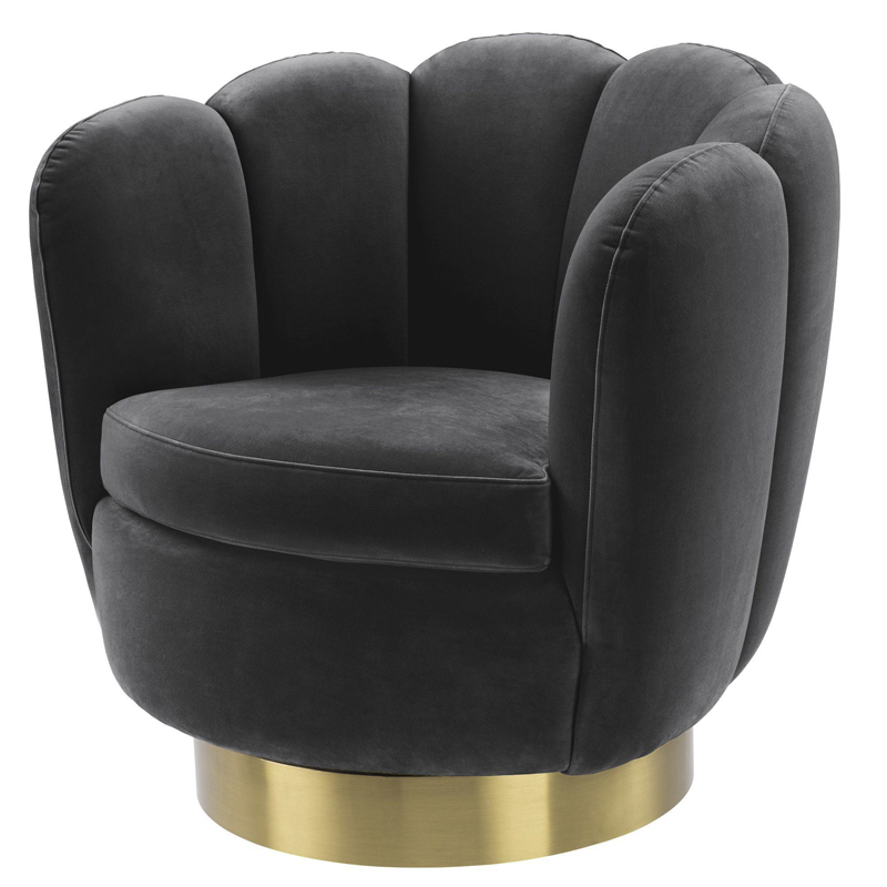 Кресло Eichholtz Swivel Chair Mirage dark grey Серый Матовая латунь в Казани | Loft Concept 