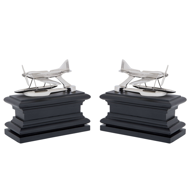 Держатель для книг Eichholtz Bookend Hydroplane set of 2 Nickel Никель Черный в Казани | Loft Concept 