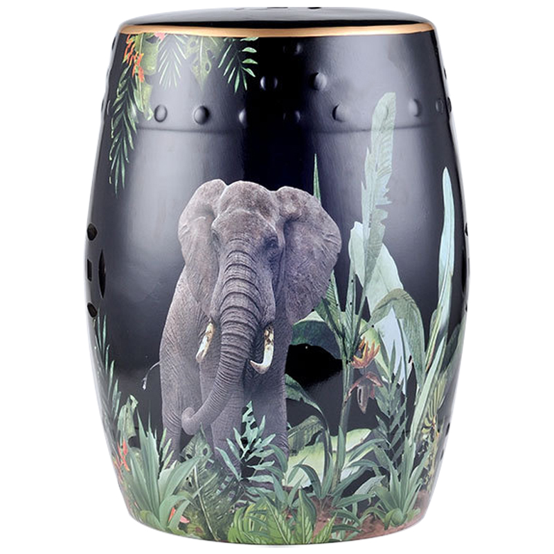 Керамический табурет Elephant Tropical Animal Ceramic Stool Black Черный Зеленый Серый в Казани | Loft Concept 