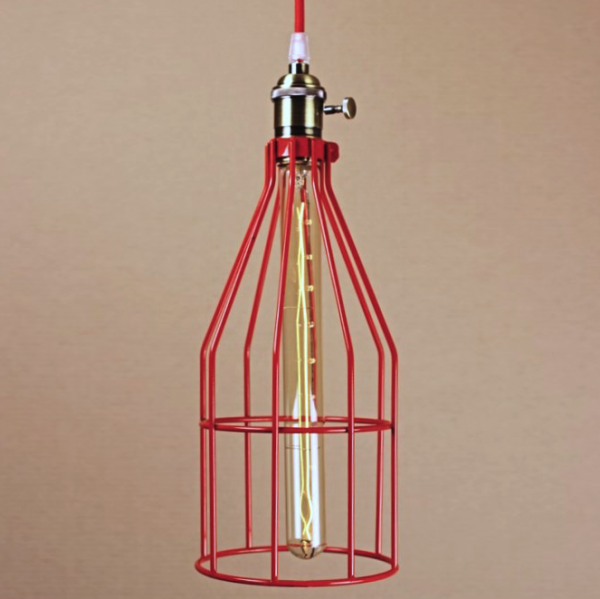 Подвесной светильник Wire Cage Pendant Twix Red Красный в Казани | Loft Concept 