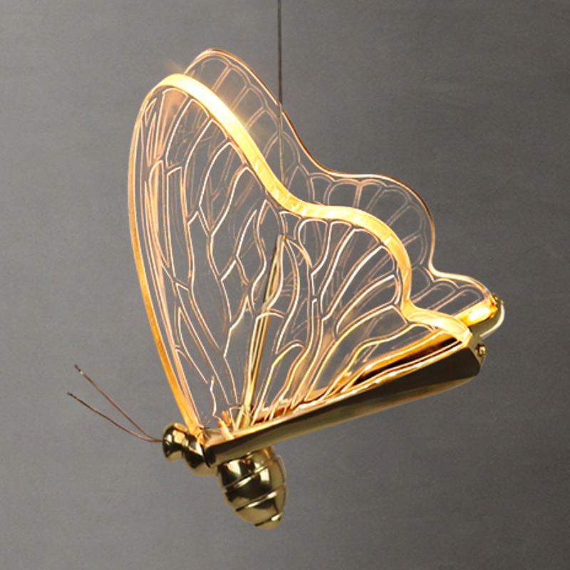 Люстра Glass butterfly chandelier C Глянцевое золото Прозрачный Черный в Казани | Loft Concept 