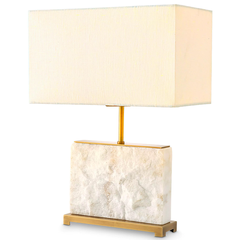 Настольная лампа Eichholtz Table Lamp Newton S Marble Белый Мрамор Bianco Латунь Кремовый в Казани | Loft Concept 