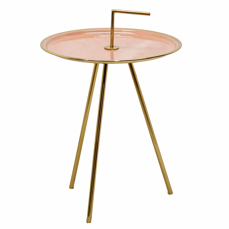 Приставной стол Salute Table Pink Розовый пастельный Глянцевое золото в Казани | Loft Concept 