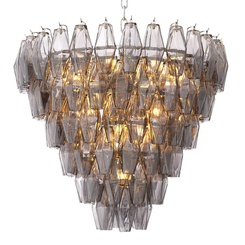 Люстра Eichholtz Chandelier Benini S Никель Стекло Смок в Казани | Loft Concept 