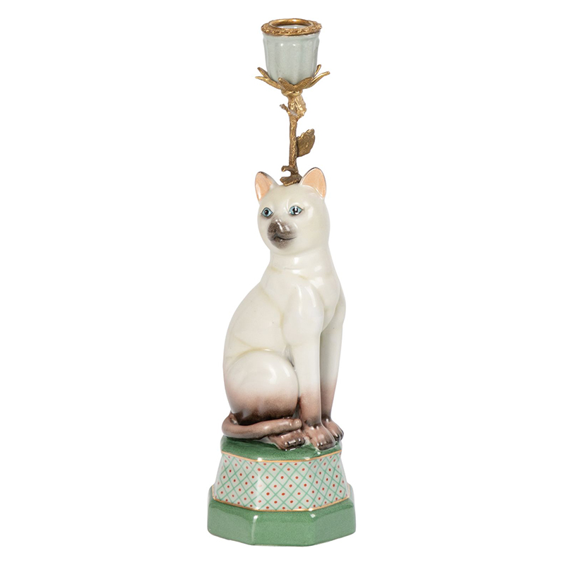 Подсвечник фигурка Кошка Candlestick cat Белый Мульти в Казани | Loft Concept 