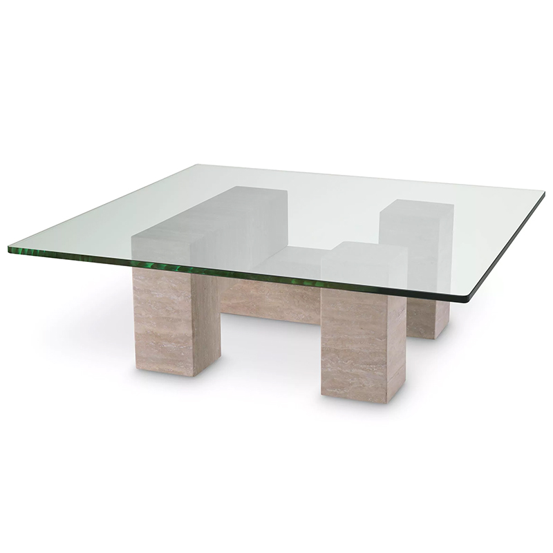 Кофейный стол Eichholtz Coffee Table Ikal Прозрачное Стекло Песочный в Казани | Loft Concept 