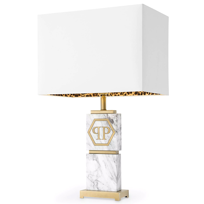 Настольная лампа Philipp Plein Table Lamp King Белый Мрамор Bianco Золотой Белый в Казани | Loft Concept 