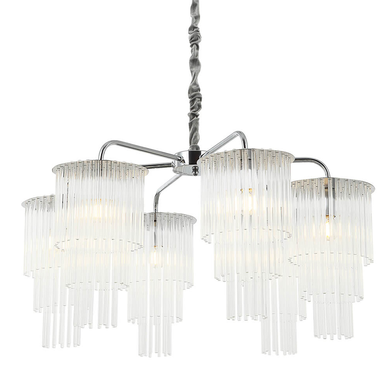 Люстра Harrison Chandelier chrome 6 lamp Хром Прозрачный в Казани | Loft Concept 