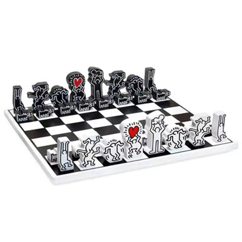 Деревянный шахматный набор Keith Haring Chess Set Белый Черный Красный в Казани | Loft Concept 