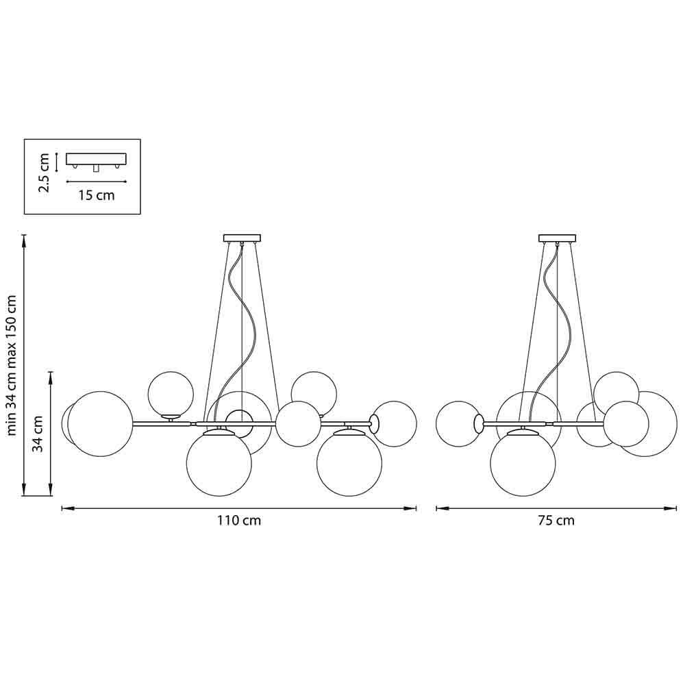 Люстра Bubbles on 4 Rings Chandelier Black в Казани