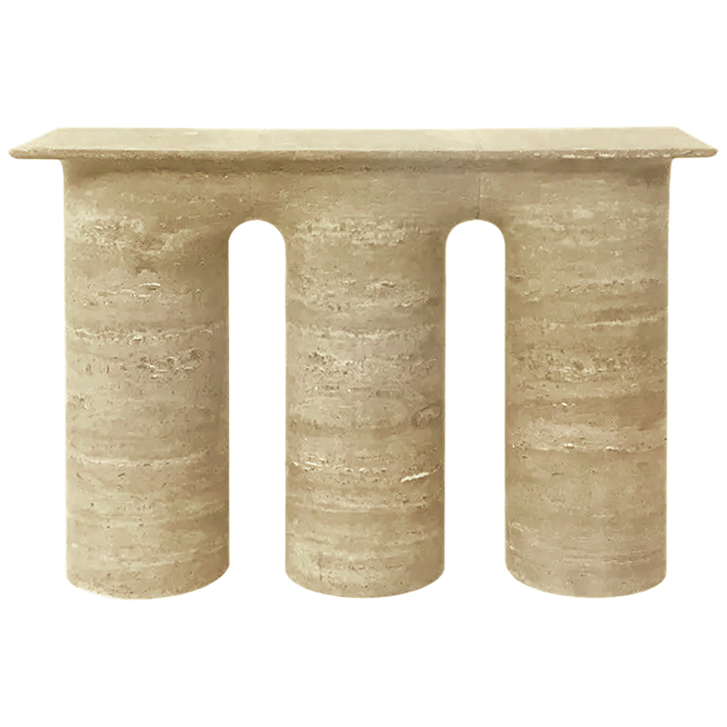 Консоль Three Columns Marble Travertine Console Песочный Коричневый в Казани | Loft Concept 